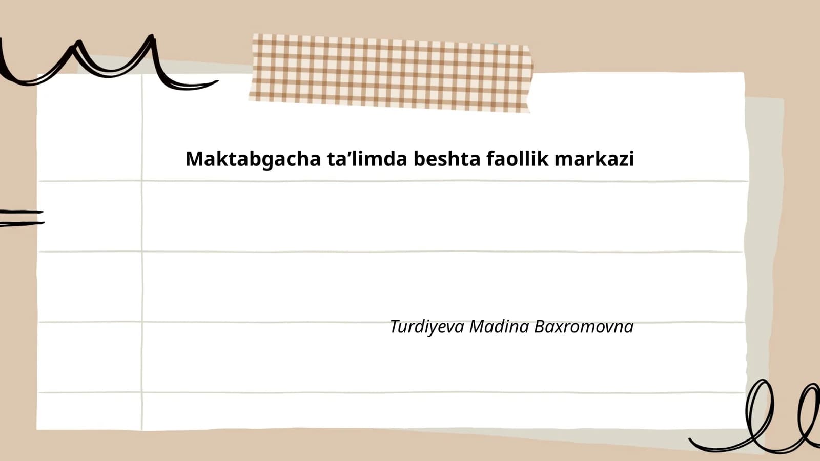 Maktabgacha taʼlimda beshta faollik markazi