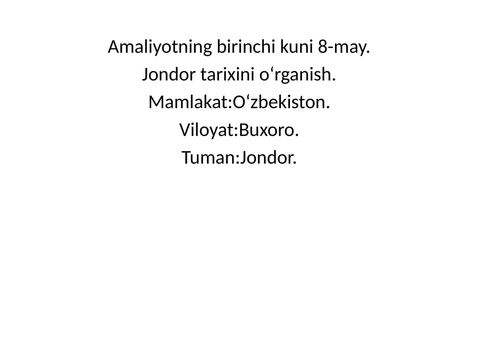 Jondor Tumani Haqida Malumot