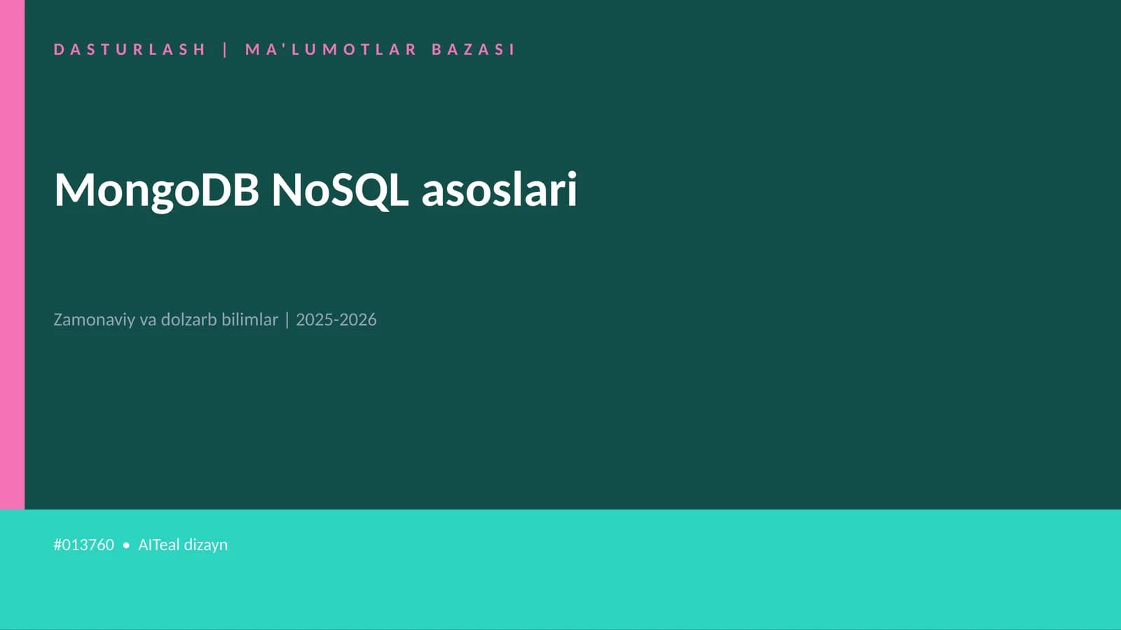 MongoDB NoSQL asoslari