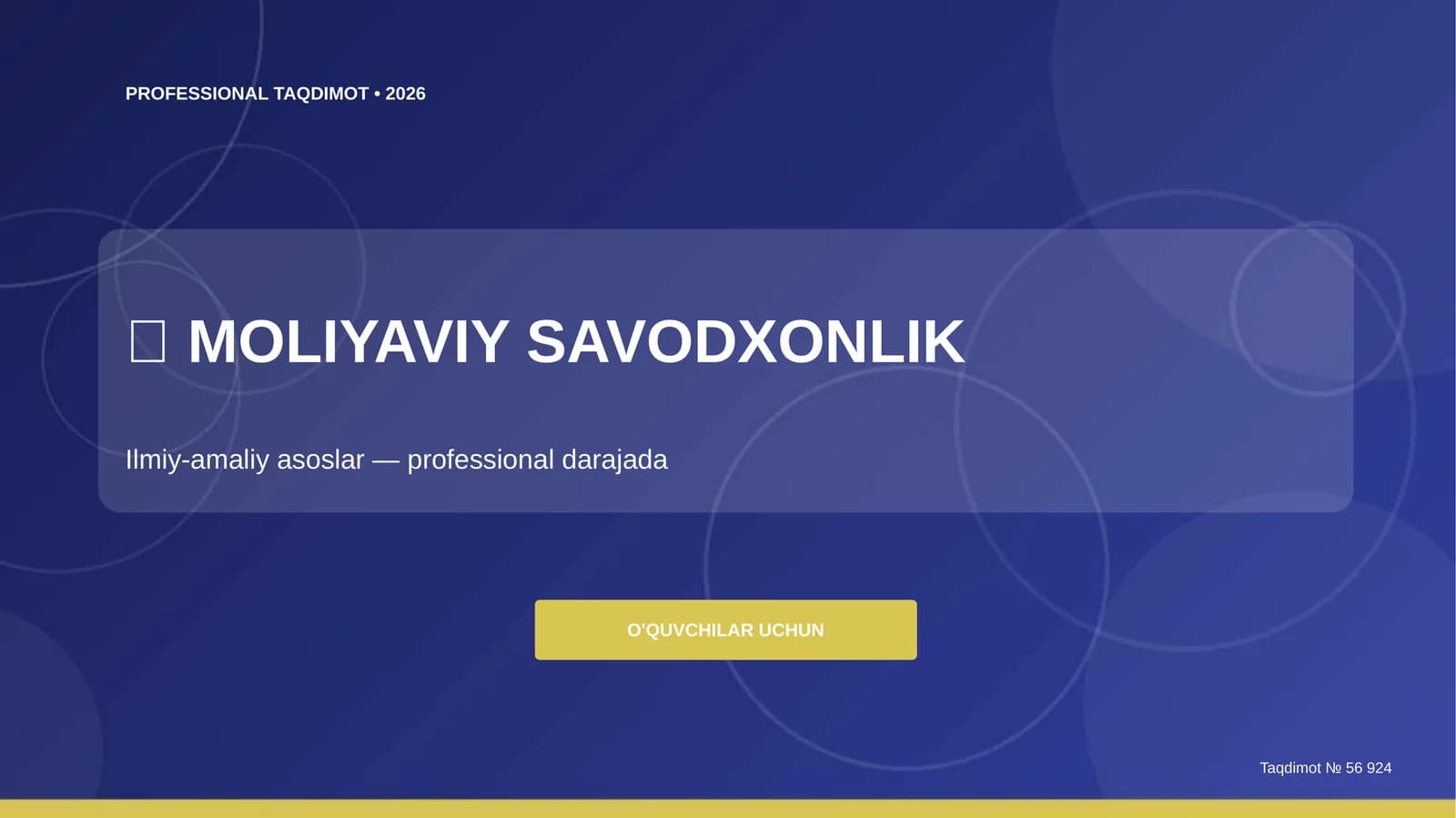 MOLIYAVIY SAVODXONLIK