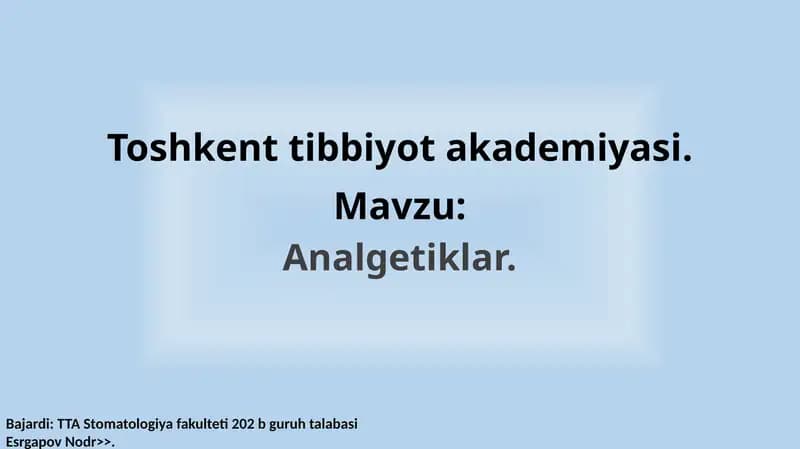 Analgetiklar