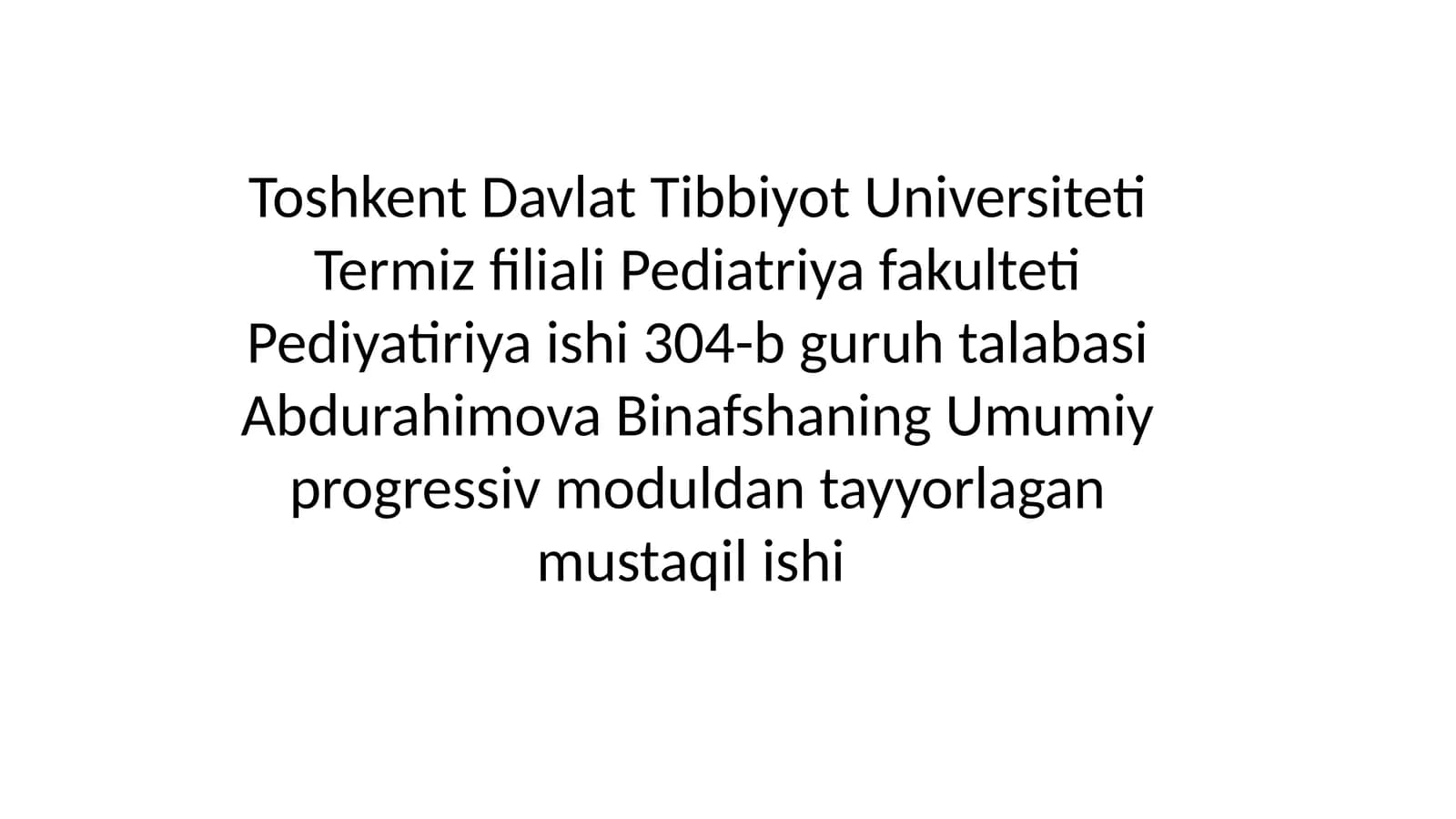 Progressiv modul asosida oilani individual rivojlantirish rejasini ishlab chiqish