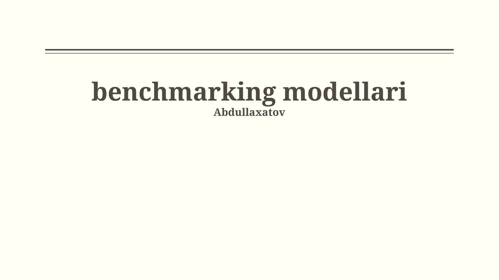 benchmarking modellari