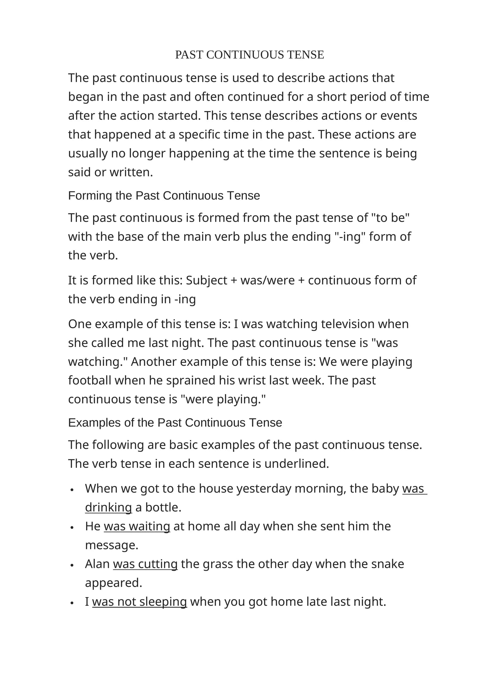 PAST CONTINUOUS TENSE