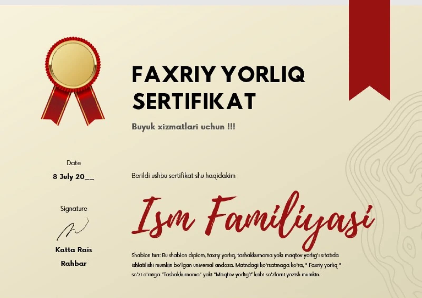 FAXRIY YORLIQ SERTIFIKAT