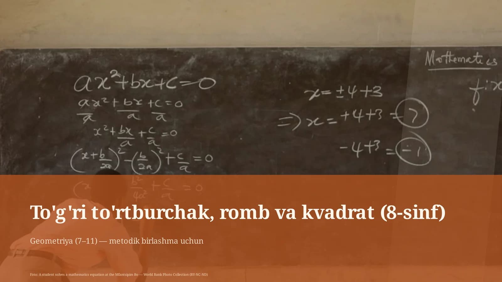 To'g'ri to'rtburchak, romb va kvadrat (8-sinf)