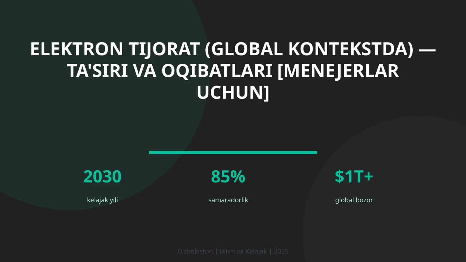 ELEKTRON TIJORAT (GLOBAL KONTEKSTDA) — TA'SIRI VA OQIBATLARI [MENEJERLAR UCHUN]