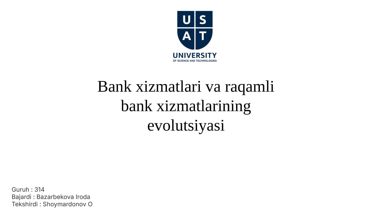 Bank Xizmatlarining Evolutsiyasi