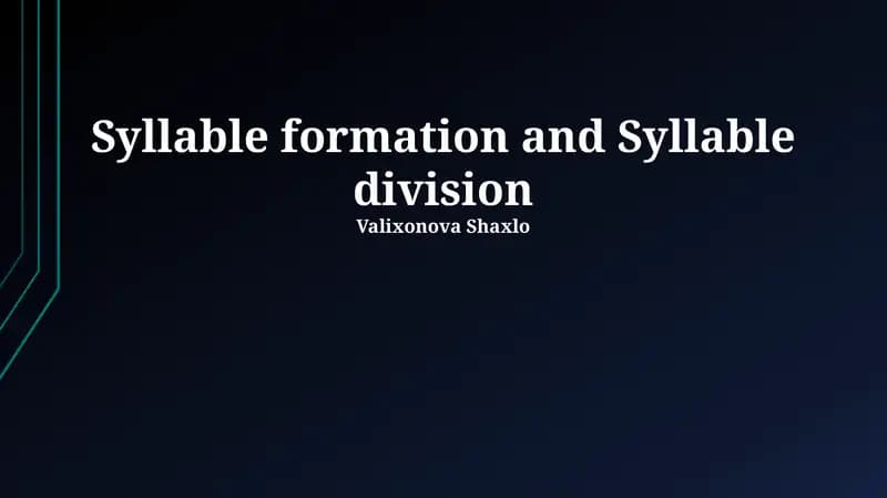 Syllable formation and Syllable division