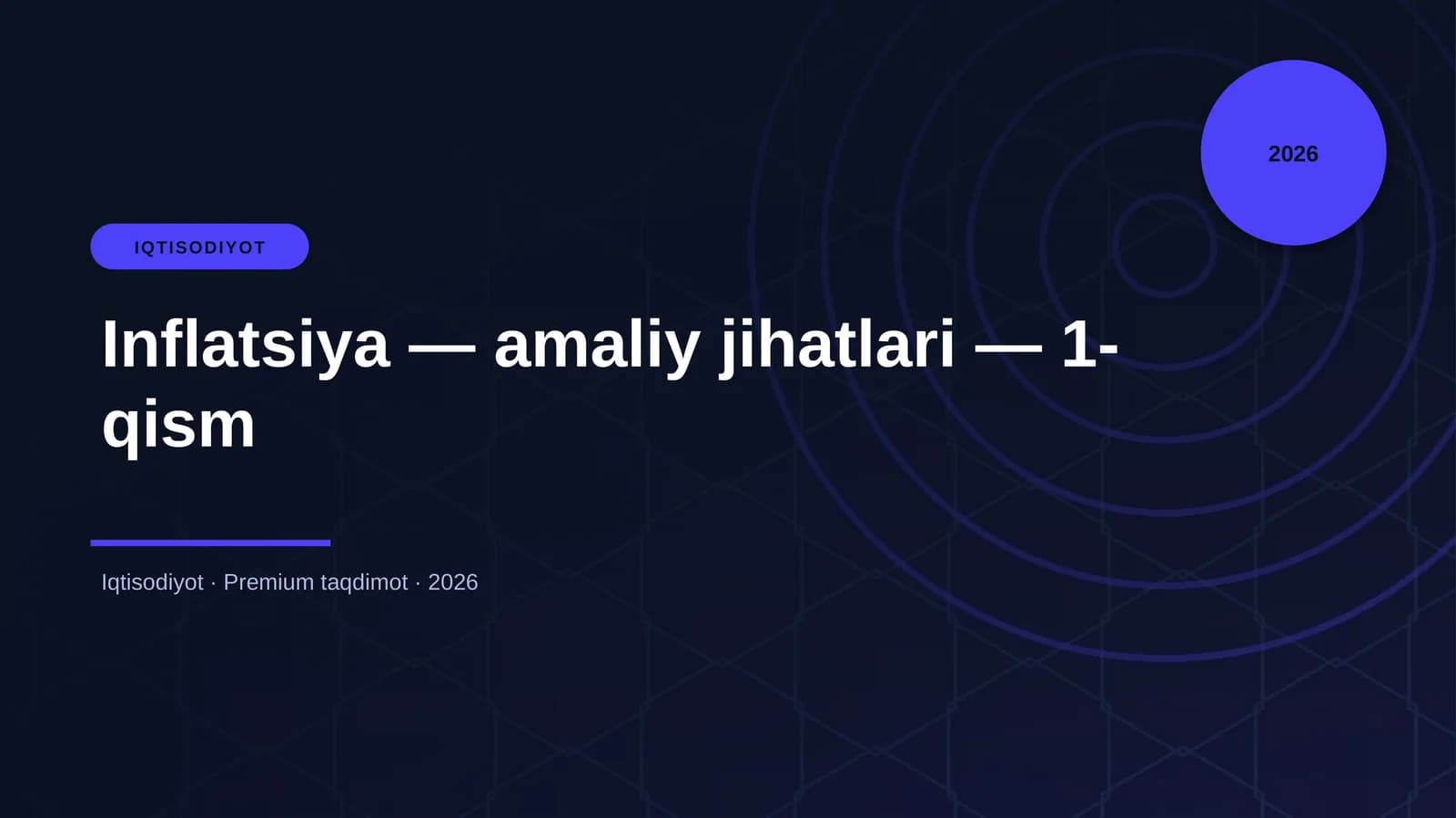 Inflatsiya — amaliy jihatlari — 1-qism