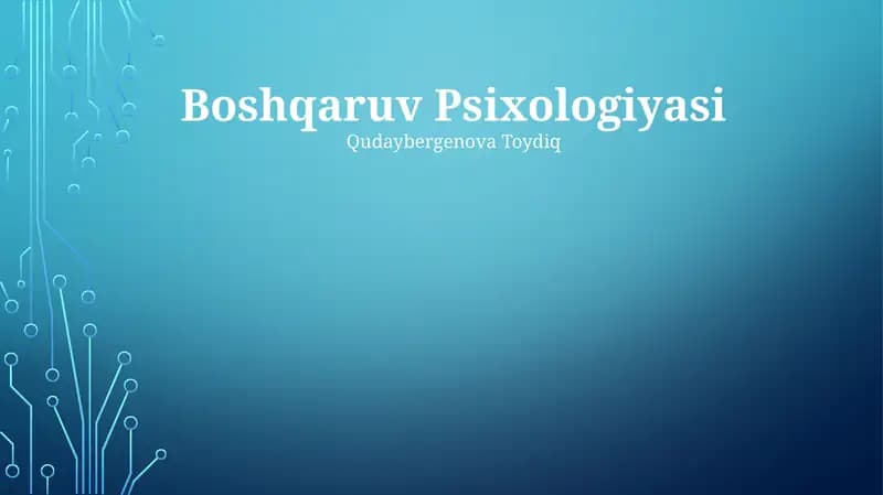 Boshqaruv Psixologiyasi
