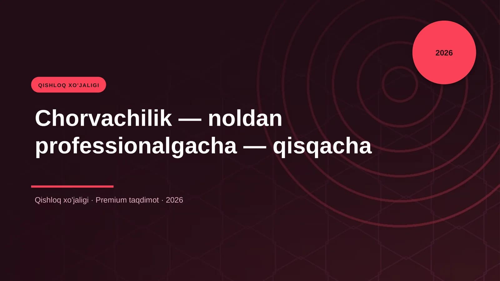 Chorvachilik — noldan professionalgacha — qisqacha