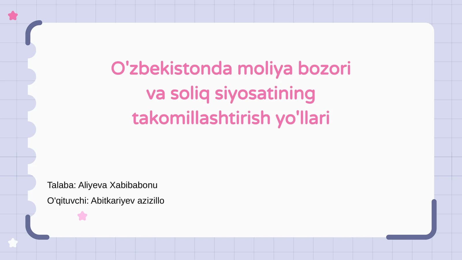 O'zbekistonda moliya bozori va soliq siyosatining takomillashtirish yo'llari