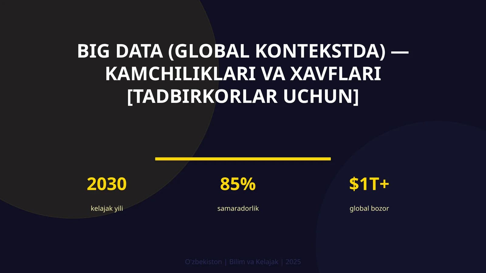BIG DATA (GLOBAL KONTEKSTDA) — KAMCHILIKLARI VA XAVFLARI [TADBIRKORLAR UCHUN]