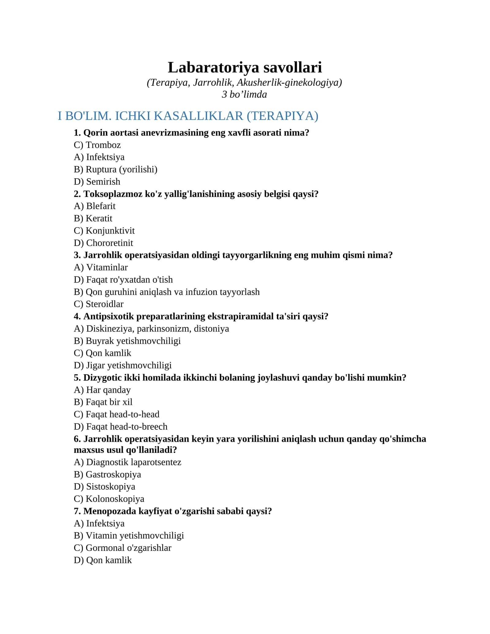 Labaratoriya savollari