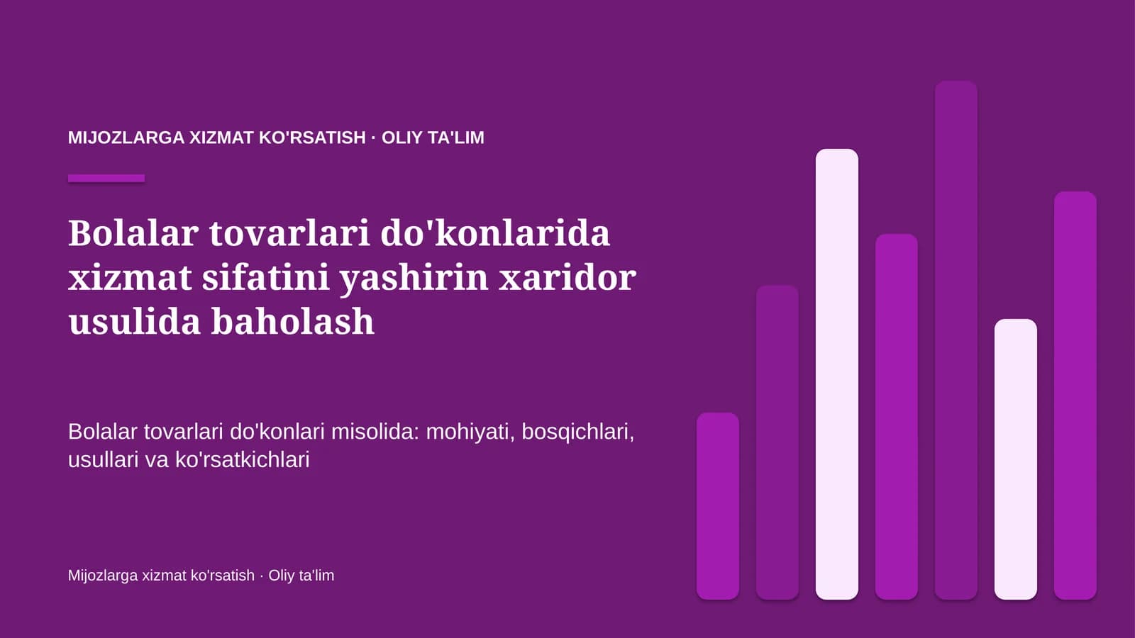 bolalar tovarlari do'konlarida xizmat sifatini yashirin xaridor usulida baholash 3882