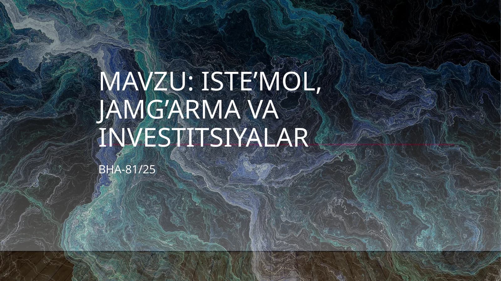 Iste'mol, jamg'arma va investitsiyalar
