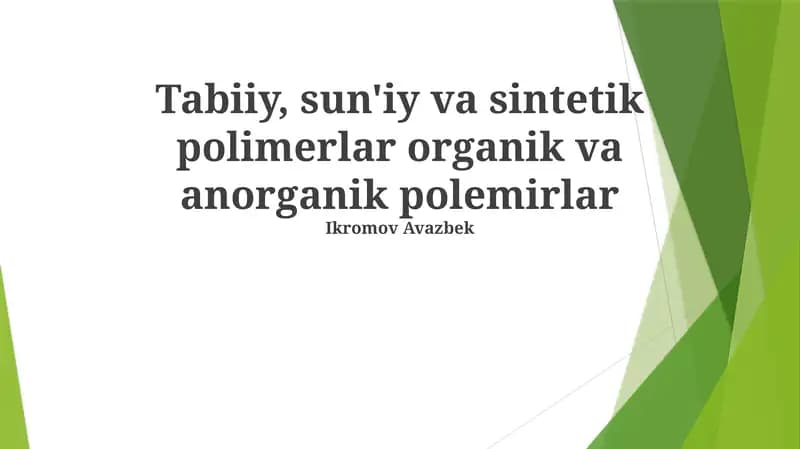 Sintetik Polimerlar