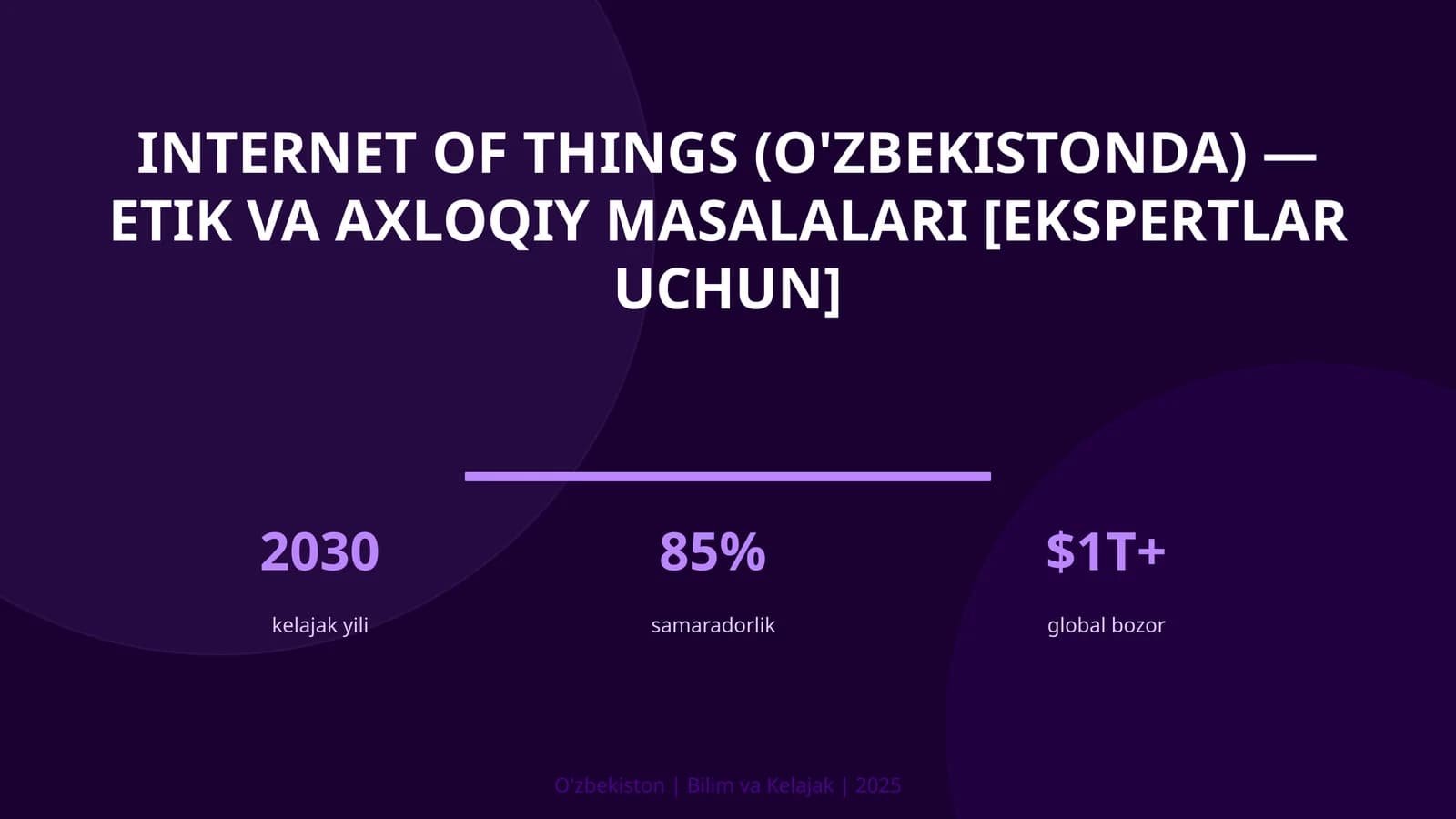 Internet of Things (O'zbekistonda) — etik va axloqiy masalalari [ekspertlar uchun]