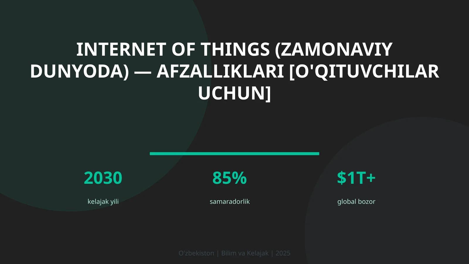 Internet of Things (Zamonaviy dunyoda) — afzalliklari [o'qituvchilar uchun]
