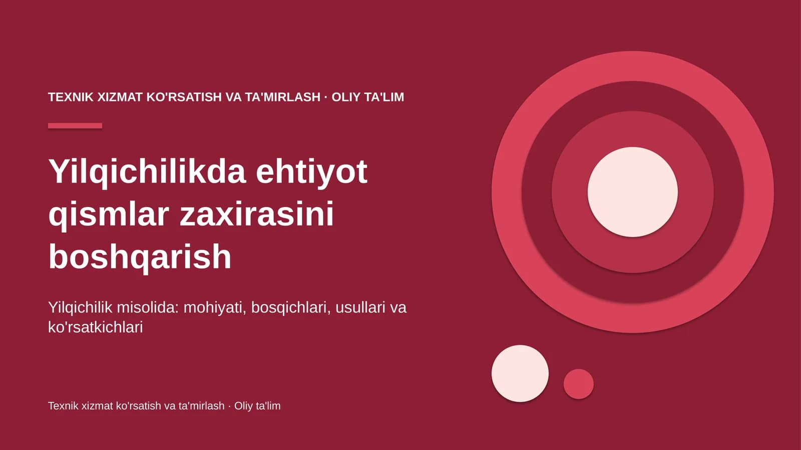 Yilqichilikda ehtiyot qismlar zaxirasini boshqarish