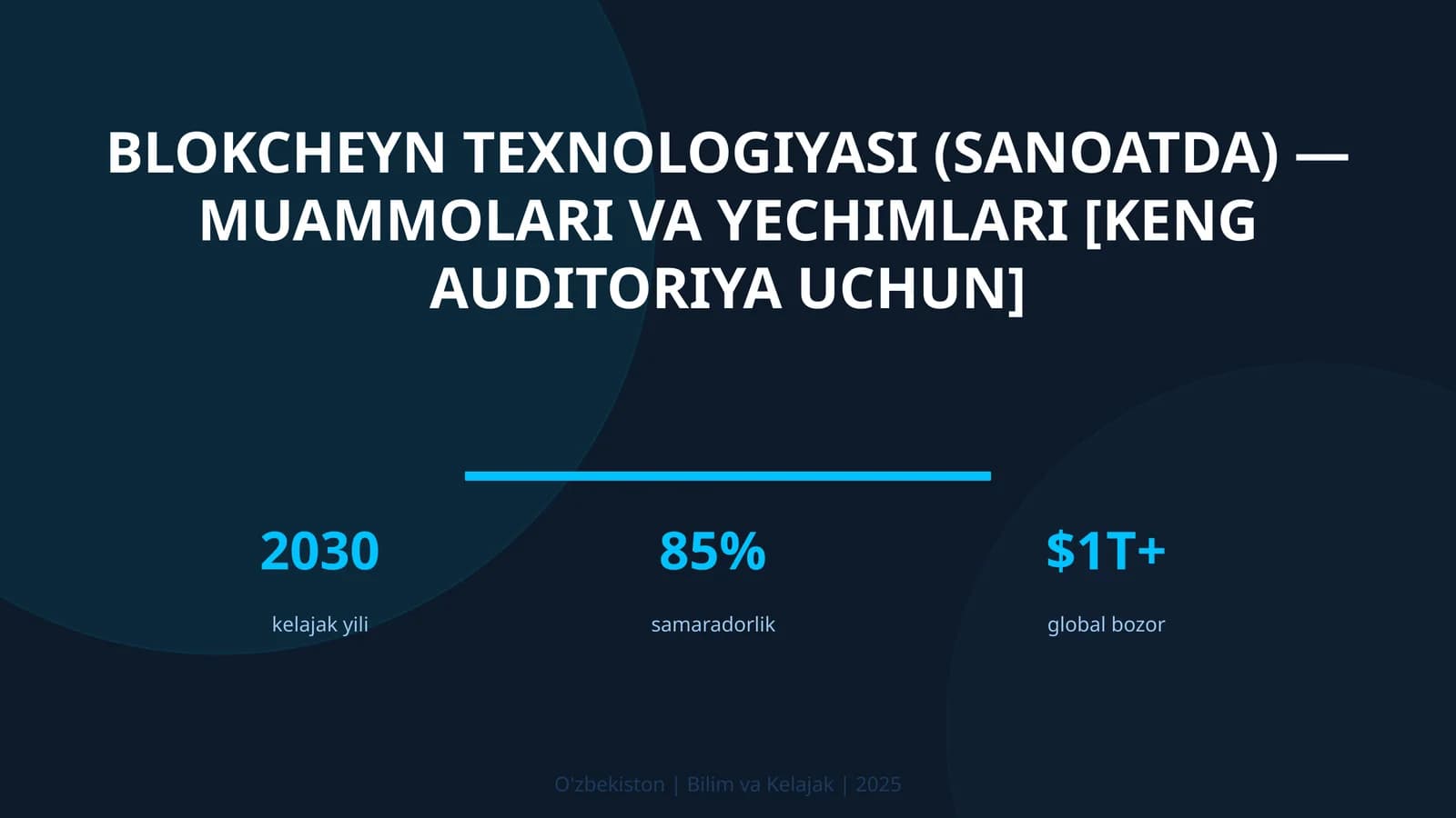 Blokcheyn texnologiyasi (sanoatda) — muammolari va yechimlari [keng auditoriya uchun]