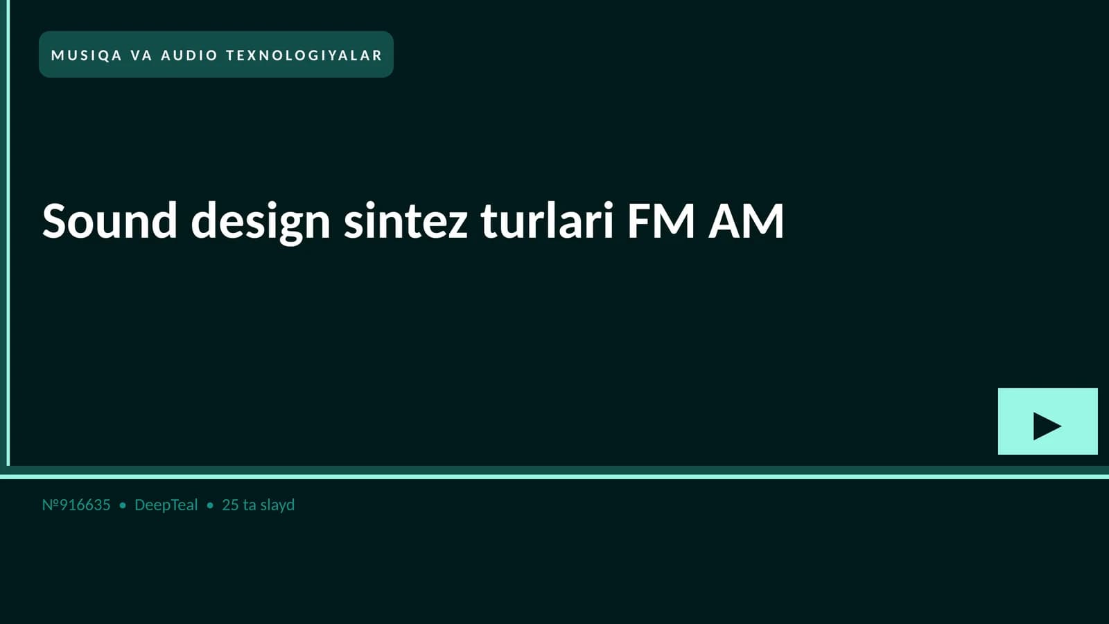 MUSIQA VA AUDIO TEXNOLOGIYALAR