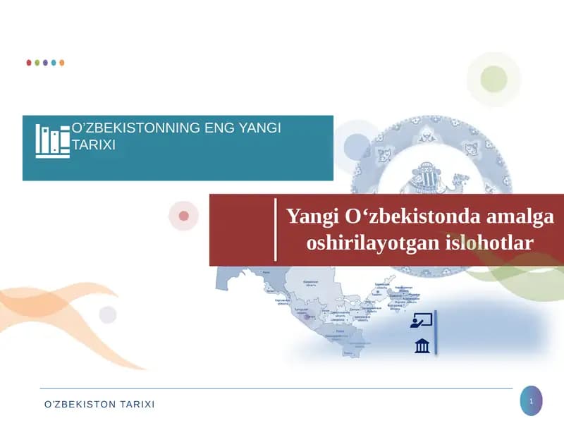 Yangi O‘zbekistonda amalga oshirilayotgan islohotlar
