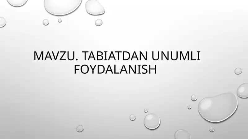 Tabiatdanunumlifoydalanish