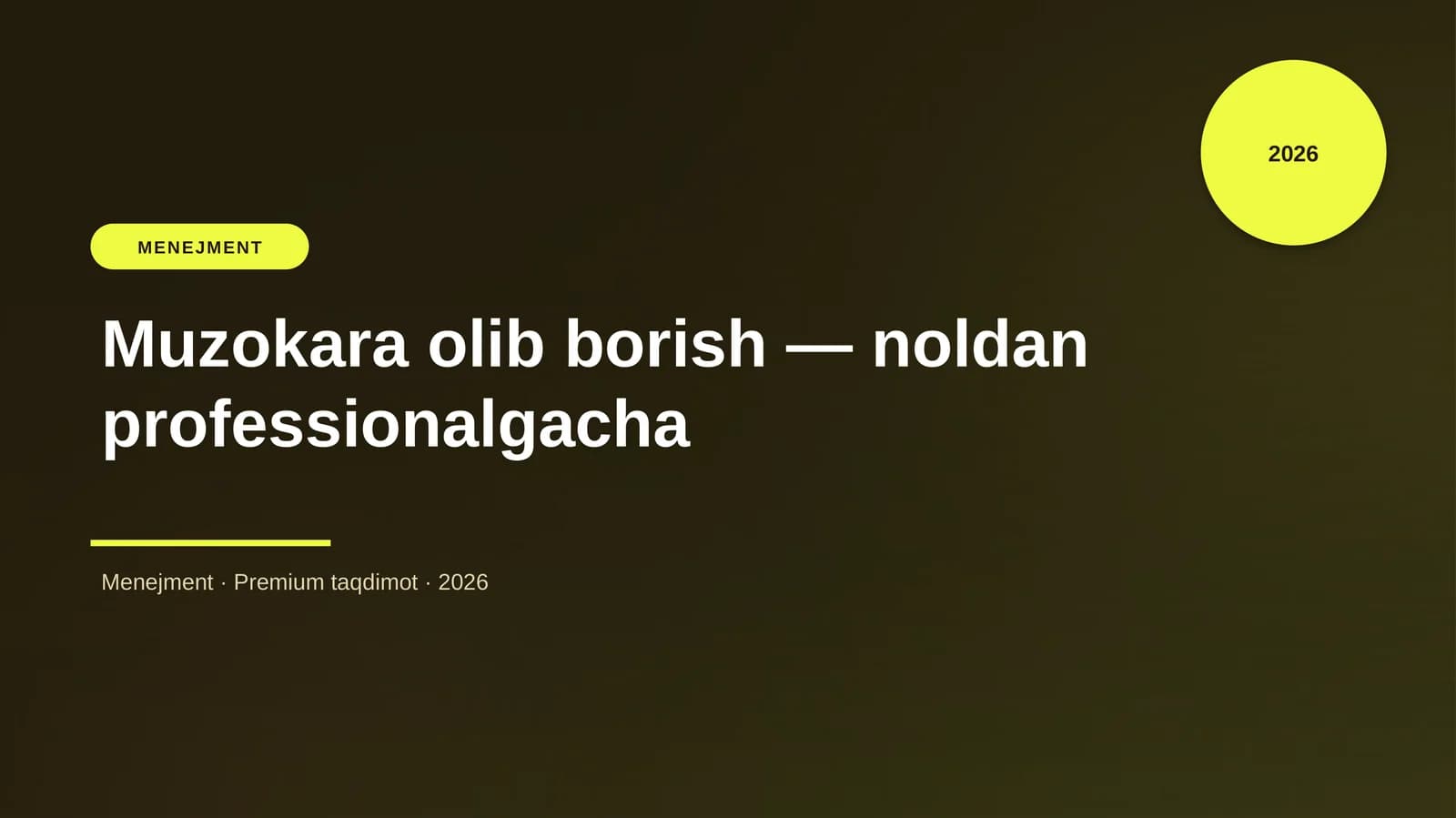 Muzokara olib borish — noldan professionalgacha