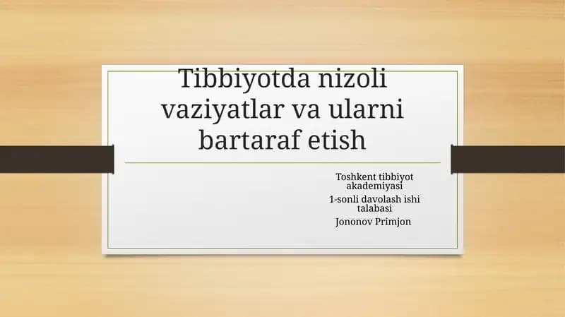 Nizolar va ularni boshqarish