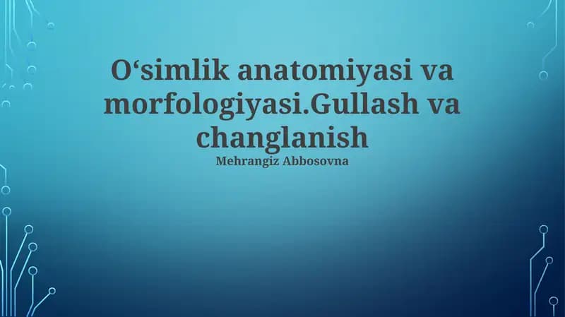 O'simlik anatomiyasi va morfologiyasi