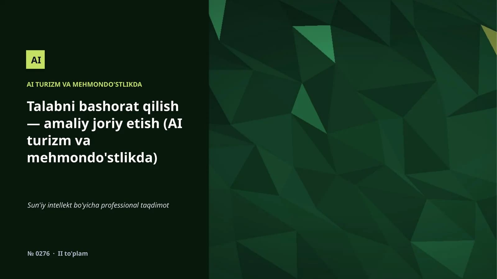 AI TURIZM VA MEHMONDO'STLIKDA