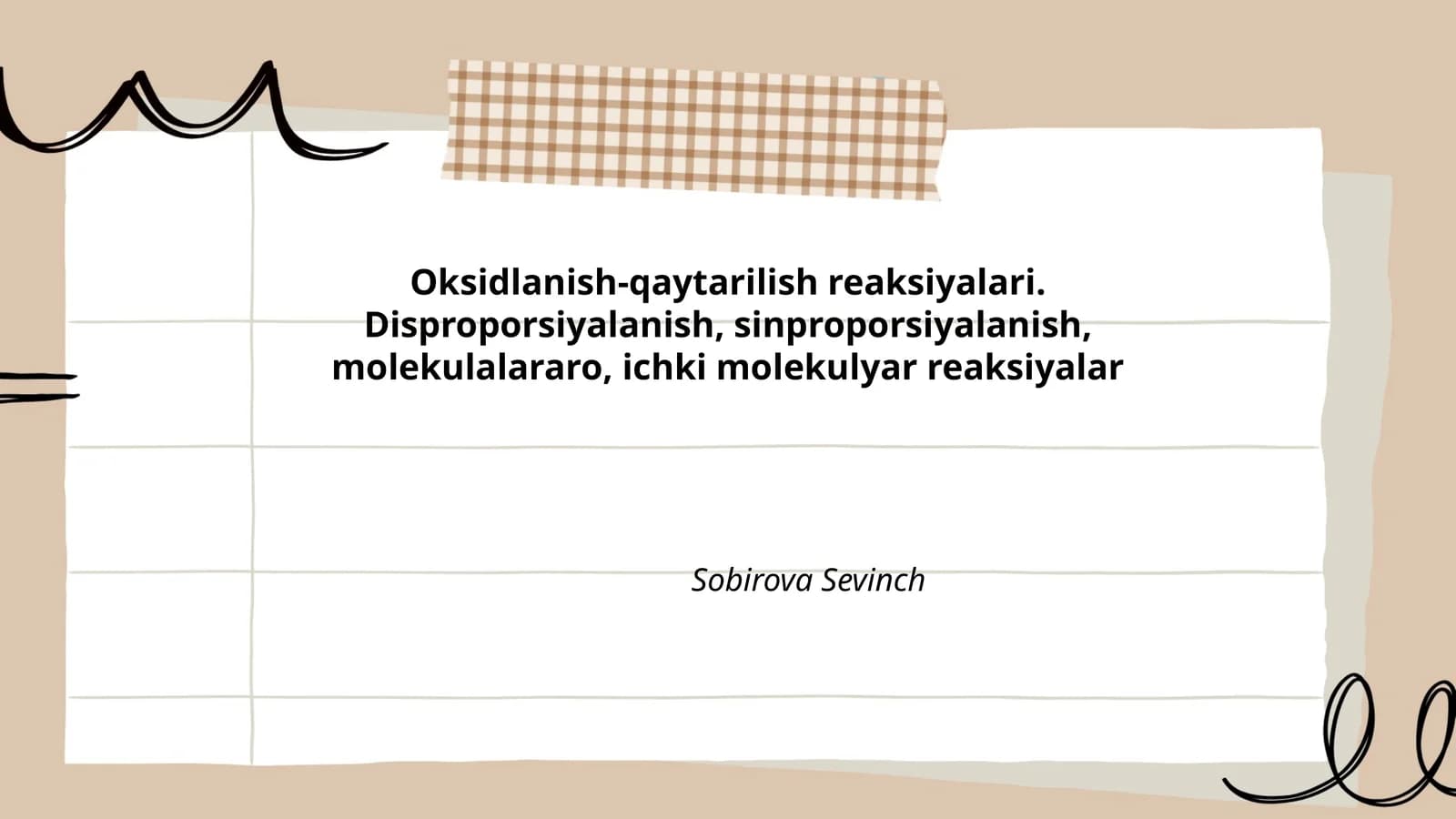Oksidlanish-qaytarilish reaksiyalari. Disproporsiyalanish, sinproporsiyalanish, molekulalararo, ichki molekulyar reaksiyalar