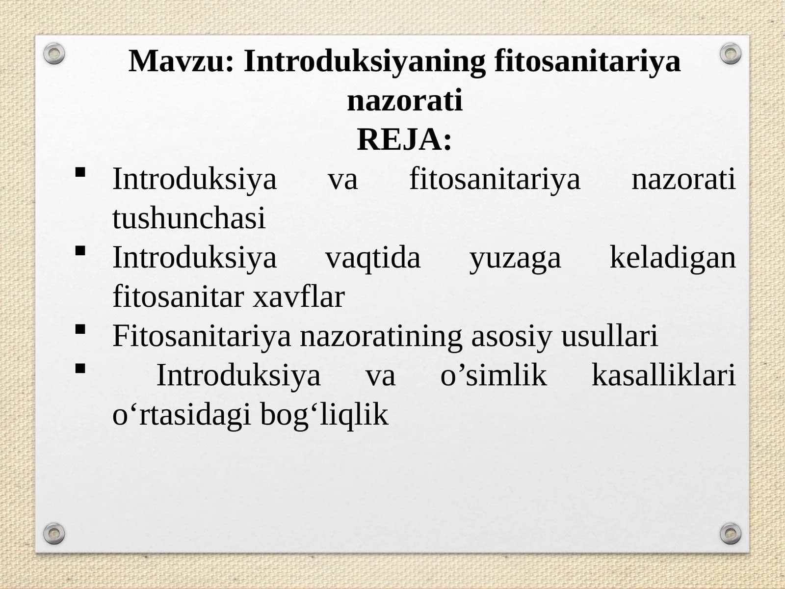 Introduksiyaning fitosanitariya nazorati