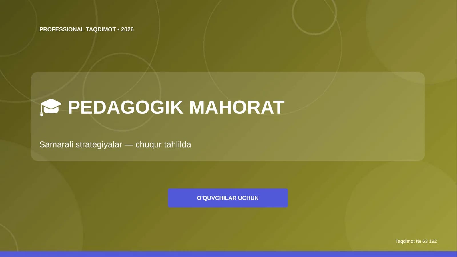 Pedagogik mahorat: samarali strategiyalar