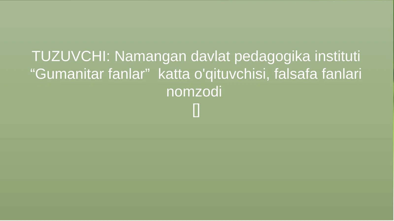 ONG VA BILISH. ONG VA BILISHNI PEDAGOGIK AMALIYOTDAGI O’RNI