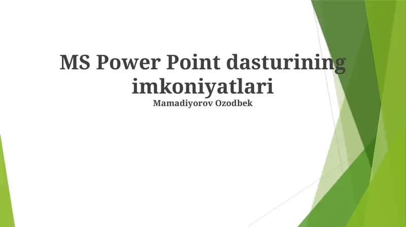 MS Power Point dasturining imkoniyatlari