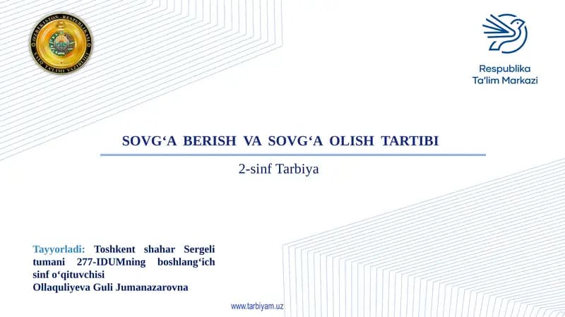 SOVG‘A BERISH VA SOVG‘A OLISH TARTIBI