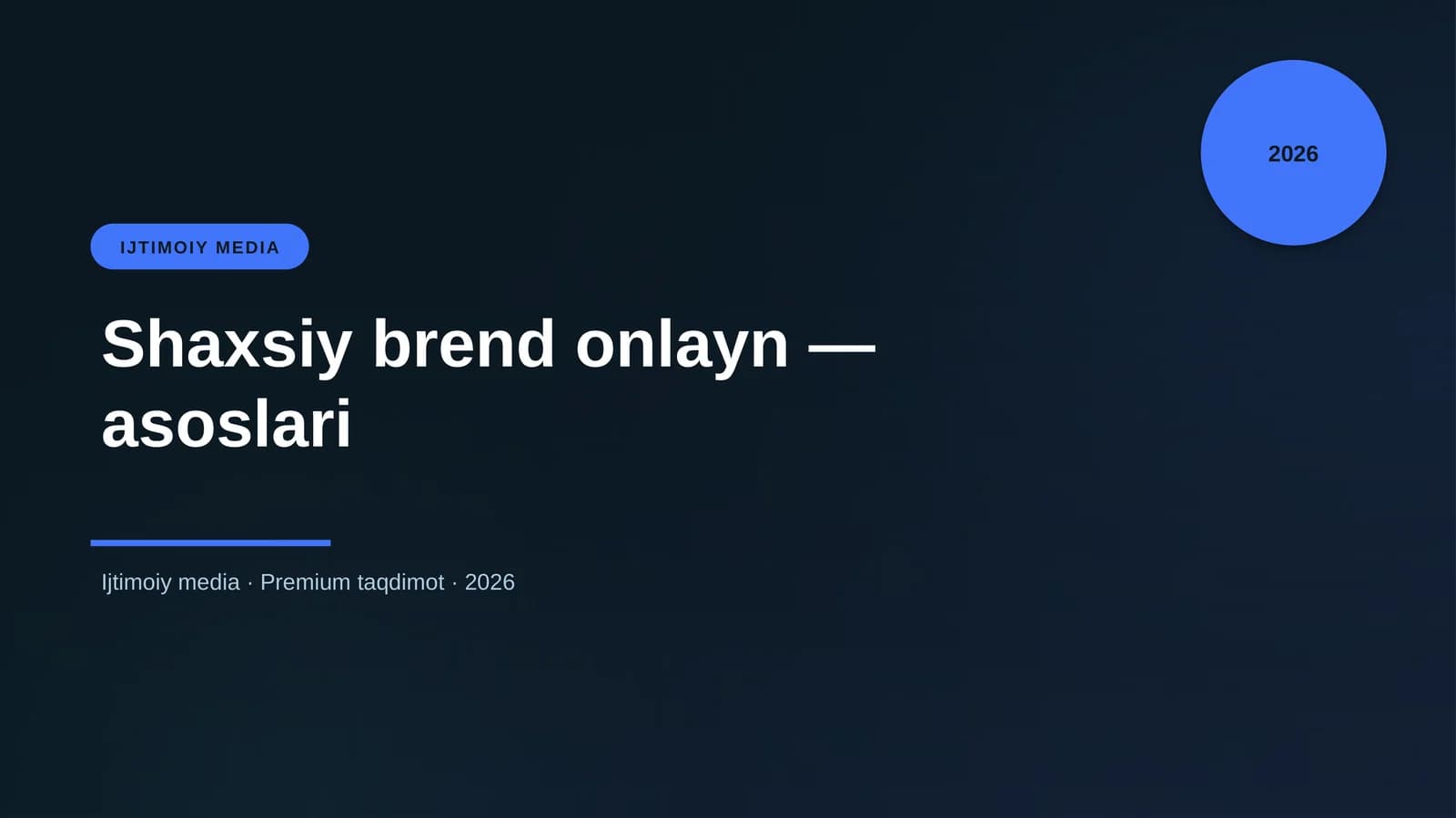 Shaxsiy brend onlayn — asoslari