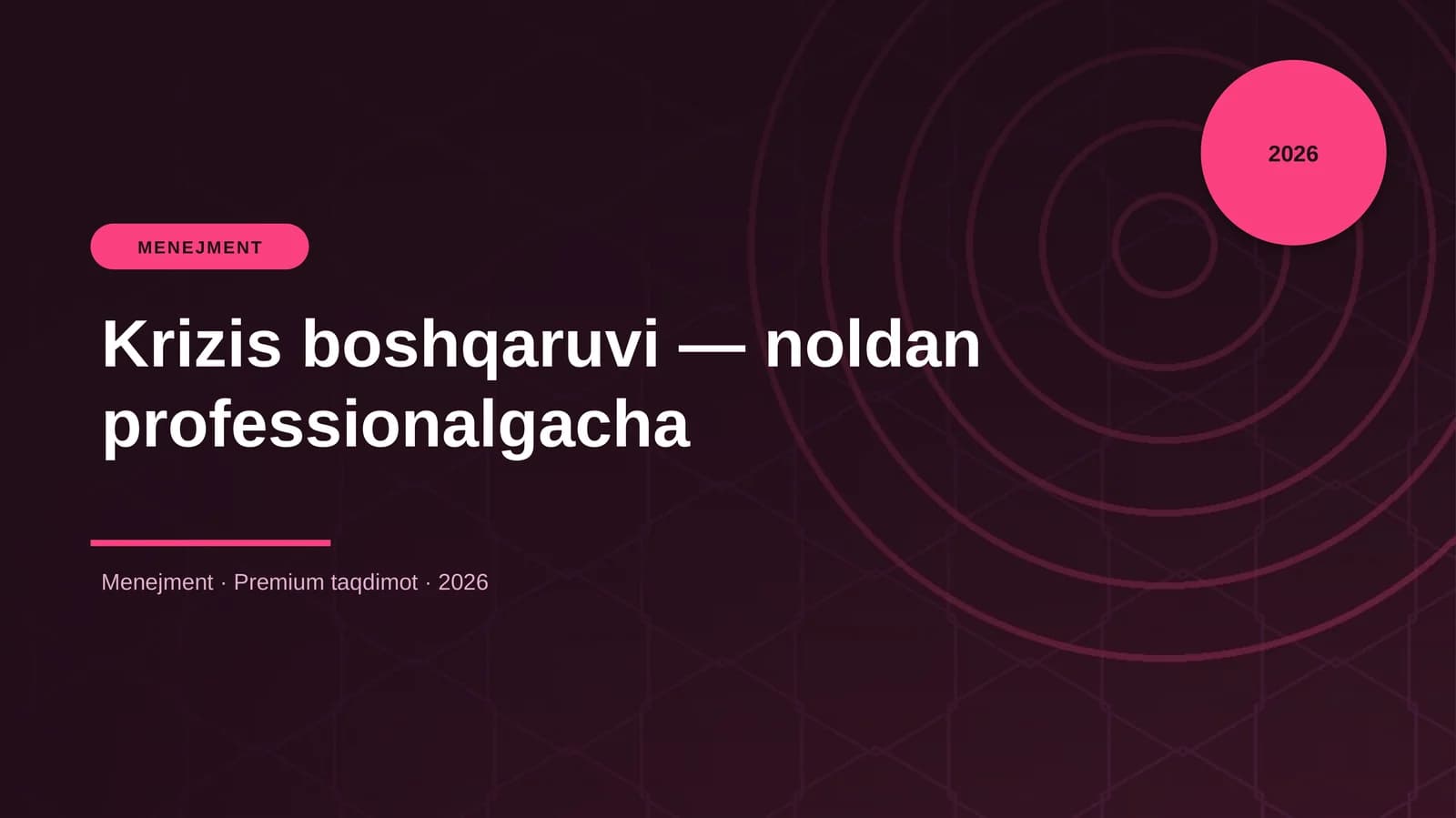Krizis boshqaruvi — noldan professionalgacha