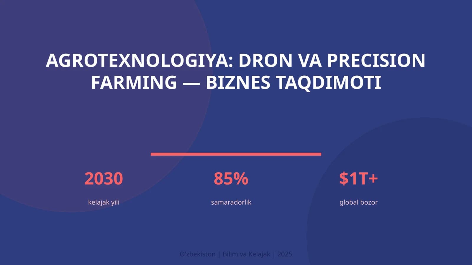 Agrotexnologiya: dron va precision farming — biznes taqdimoti