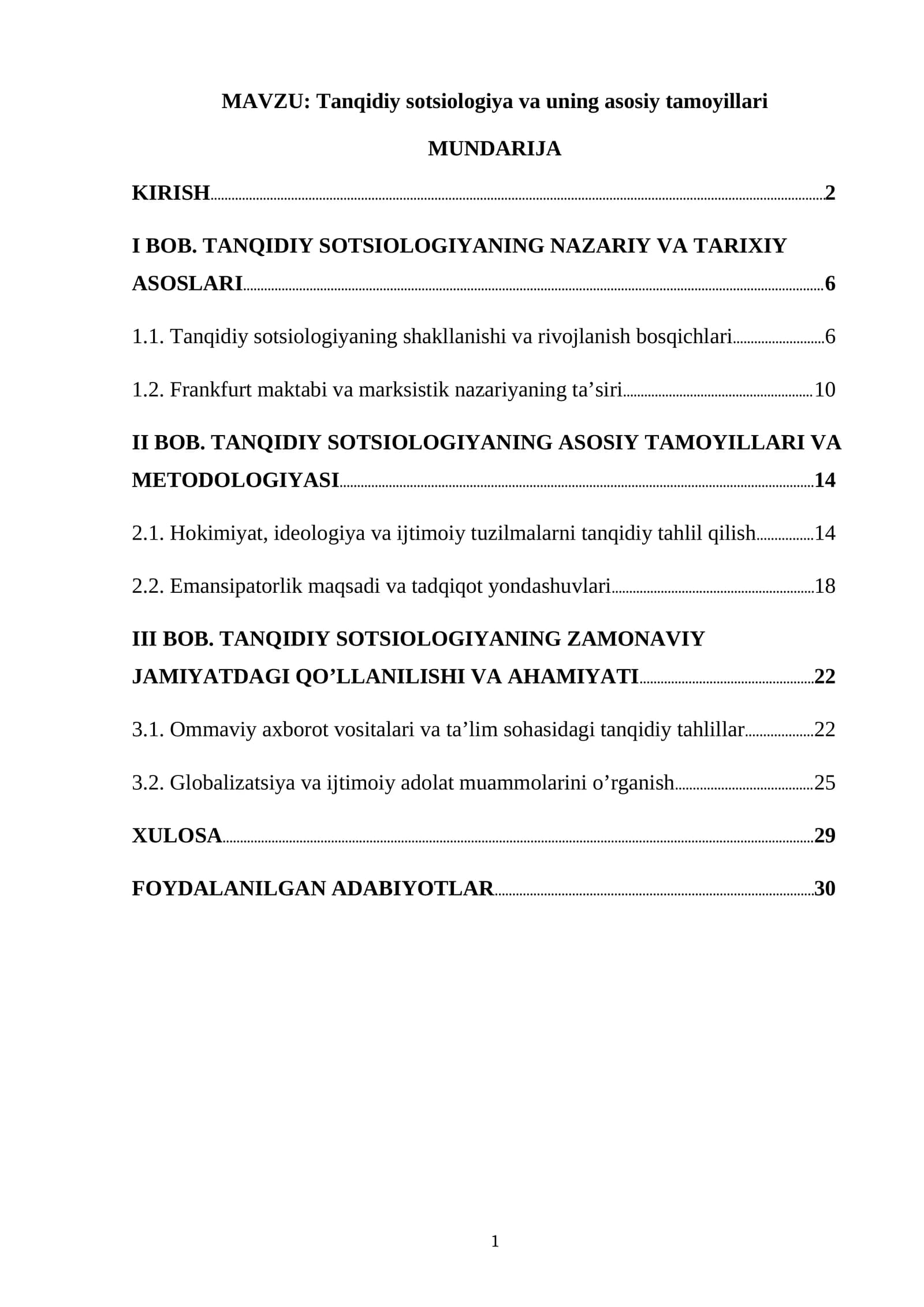 Tanqidiy sotsiologiya va uning asosiy tamoyillari