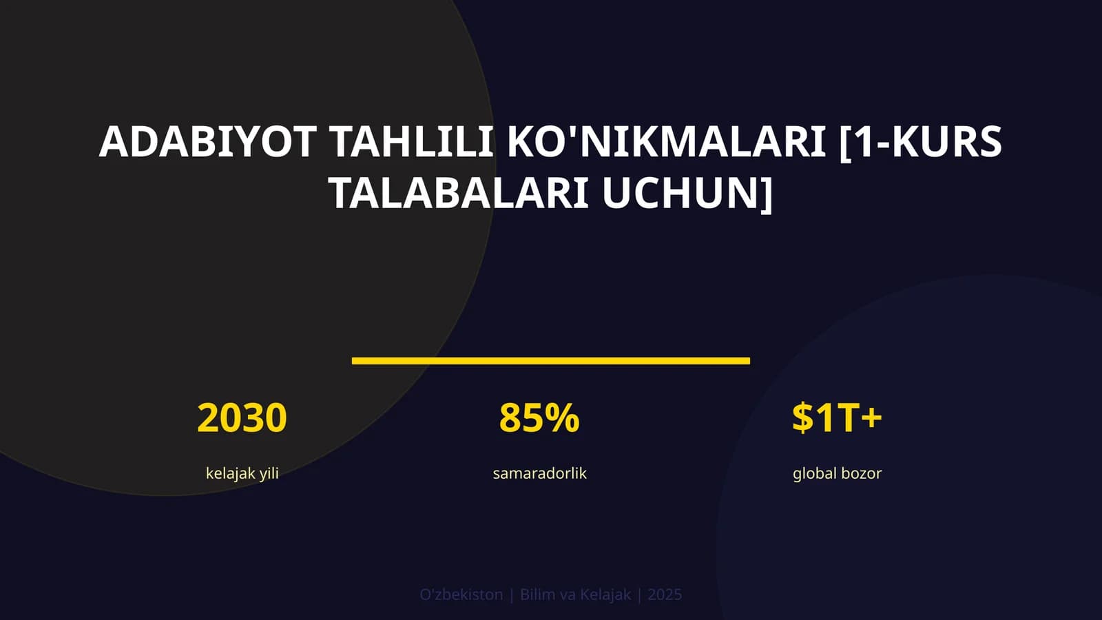 Adabiyot tahlili ko'nikmalari [1-kurs talabalari uchun]