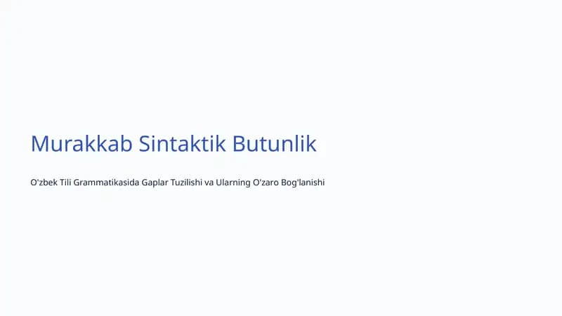 Murakkab Sintaktik Butunlik