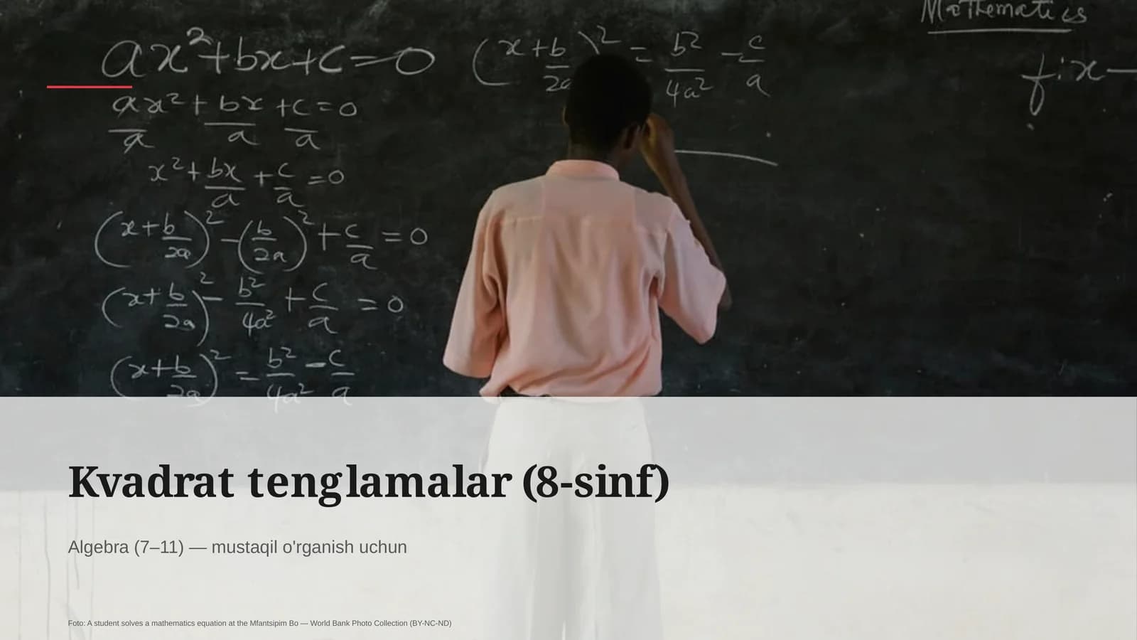 Kvadrat tenglamalar (8-sinf)