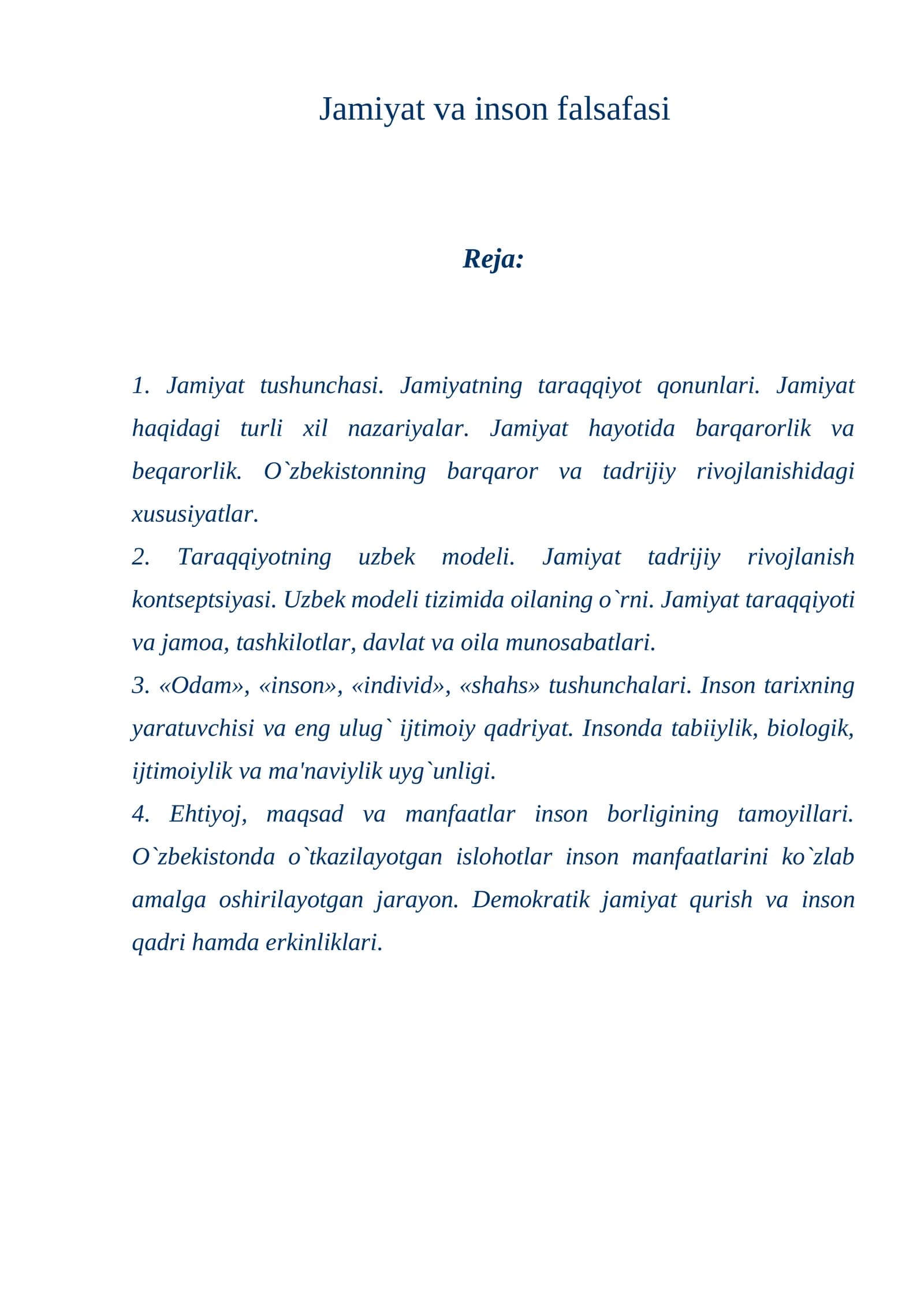 Jamiyat va inson falsafasi
