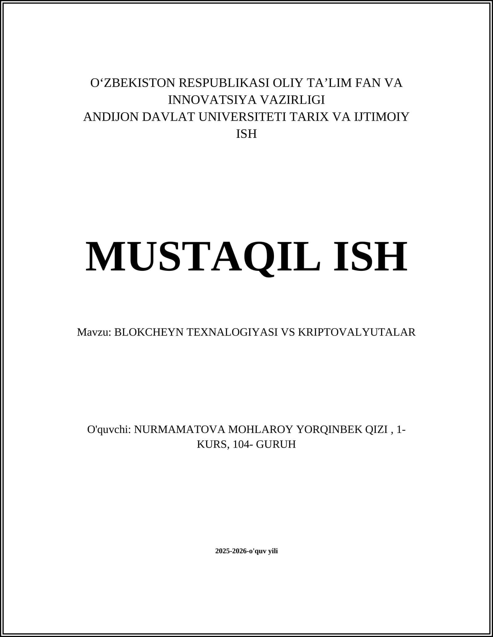 BLOKCHEYN TEXNALOGIYASI VS KRIPTOVALYUTALAR