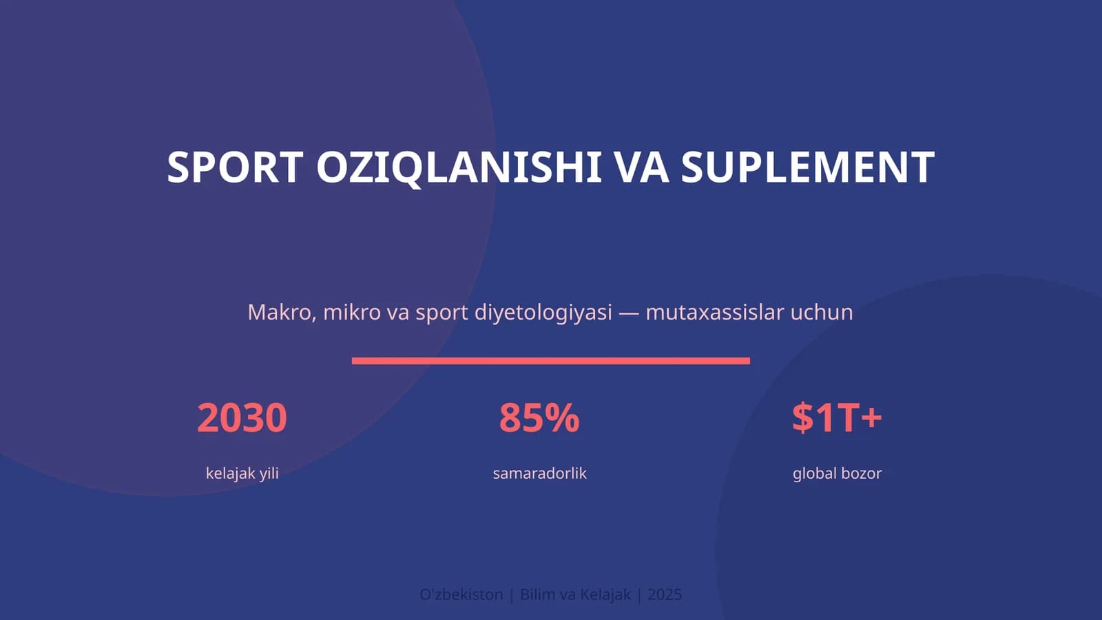 SPORT OZIQLANISHI VA SUPLEMENT