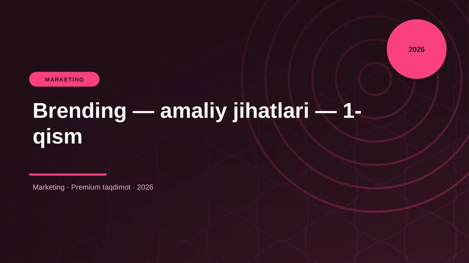 Brending — amaliy jihatlari — 1-qism
